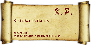 Kriska Patrik névjegykártya